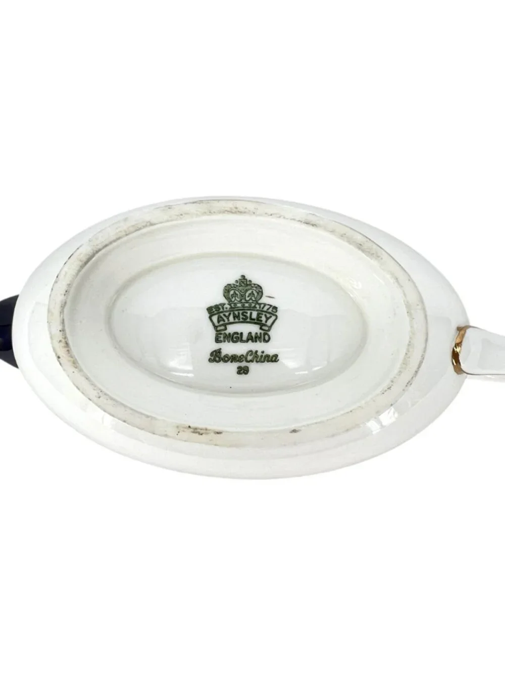 Aynsley Leighton Wavy Edge Cobalt Blue Sauce Boat Bone China Gold Trim